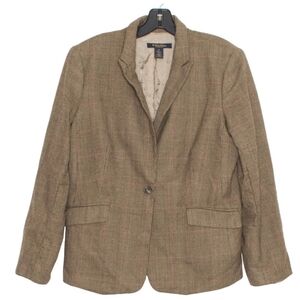Brooks Brothers Womens Jacket Stellita Fit Blazer Wool Single Button Brown 14 DB